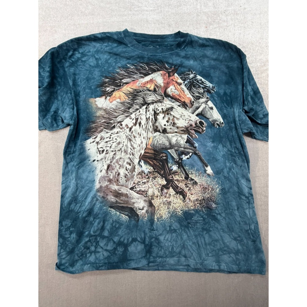 The Mountain Classic "Find 13 Horses" 2013 T-Shirt Size XL Blue Green Tie-Dye
